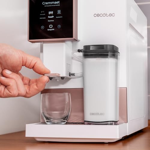 Cecotec Cremmaet Compactccino Kaffeevollautomat, 19 Bar, Thermoblock, Bohnenmahlwerk 150 g, 1,1 L Wassertank, 400 ml Milchbehälter, Black Rose