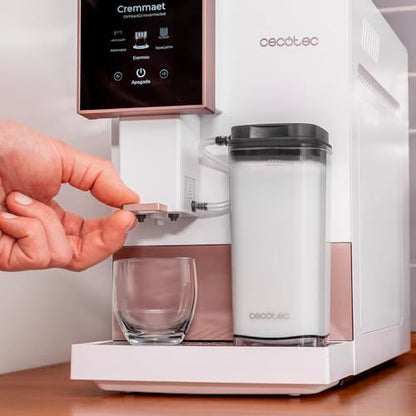 Cecotec Cremmaet Compactccino Kaffeevollautomat, 19 Bar, Thermoblock, Bohnenmahlwerk 150 g, 1,1 L Wassertank, 400 ml Milchbehälter, Black Rose