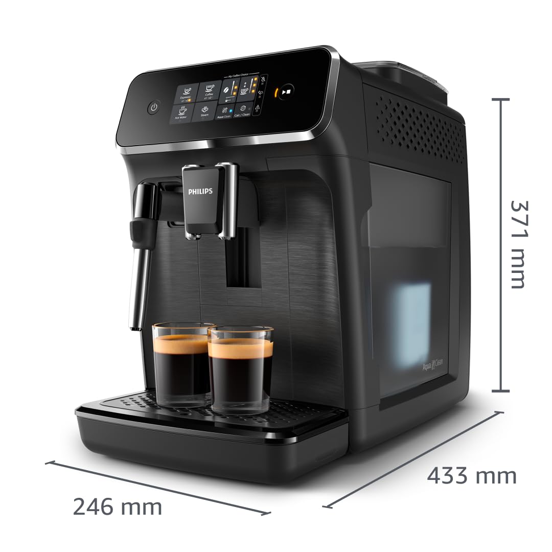 Philips Series 3300 EP3326/90 Kaffeevollautomat, 5 Getränke, Milchaufschäumer, Touchdisplay, Keramikmahlwerk, Schwarzchrom