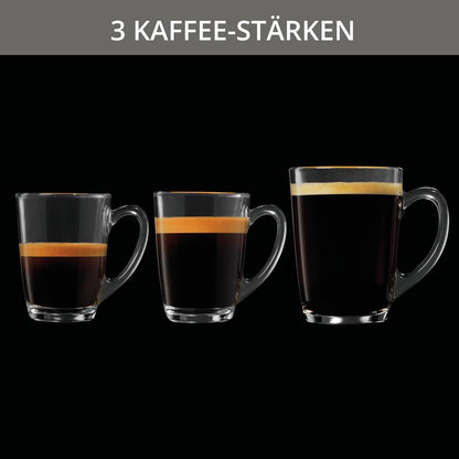 Krups Arabica Picto Kaffeevollautomat, Milchschaumdüse, 2-Tassen-Funktion, Drehregler, Einfache Reinigung, Kaffeemaschine, Schwarz, EA810870