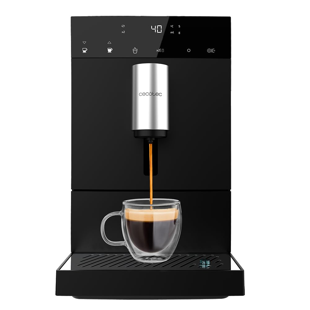Cecotec Cremmaet Compact Kaffeevollautomat, 1350 W, 19 Bar, Thermoblock, 150 g Bohnenbehälter, 1,1 L Wassertank, automatische Reinigung