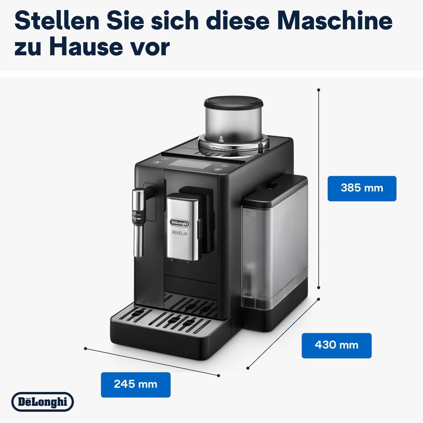 De'Longhi Rivelia EXAM440.55.W Kaffeevollautomat, LatteCrema Milchsystem, Wechselbarer Bohnenbehälter, 16 Getränke