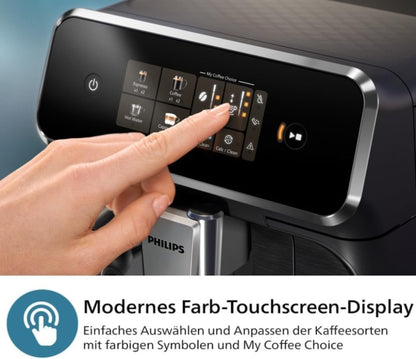 Philips Series 2300 EP2330/10 Kaffeevollautomat, 4 Getränke, LatteGo, Touchdisplay, Keramikmahlwerk, Schwarz