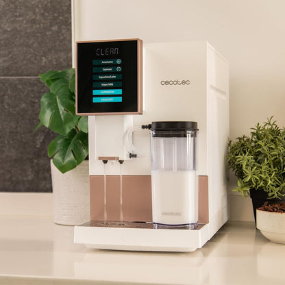 Cecotec Cremmaet Compactccino Kaffeevollautomat, 19 Bar, Thermoblock, Bohnenmahlwerk 150 g, 1,1 L Wassertank, 400 ml Milchbehälter, Black Rose