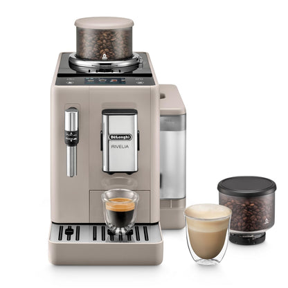 De'Longhi Rivelia EXAM440.55.W Kaffeevollautomat, LatteCrema Milchsystem, Wechselbarer Bohnenbehälter, 16 Getränke