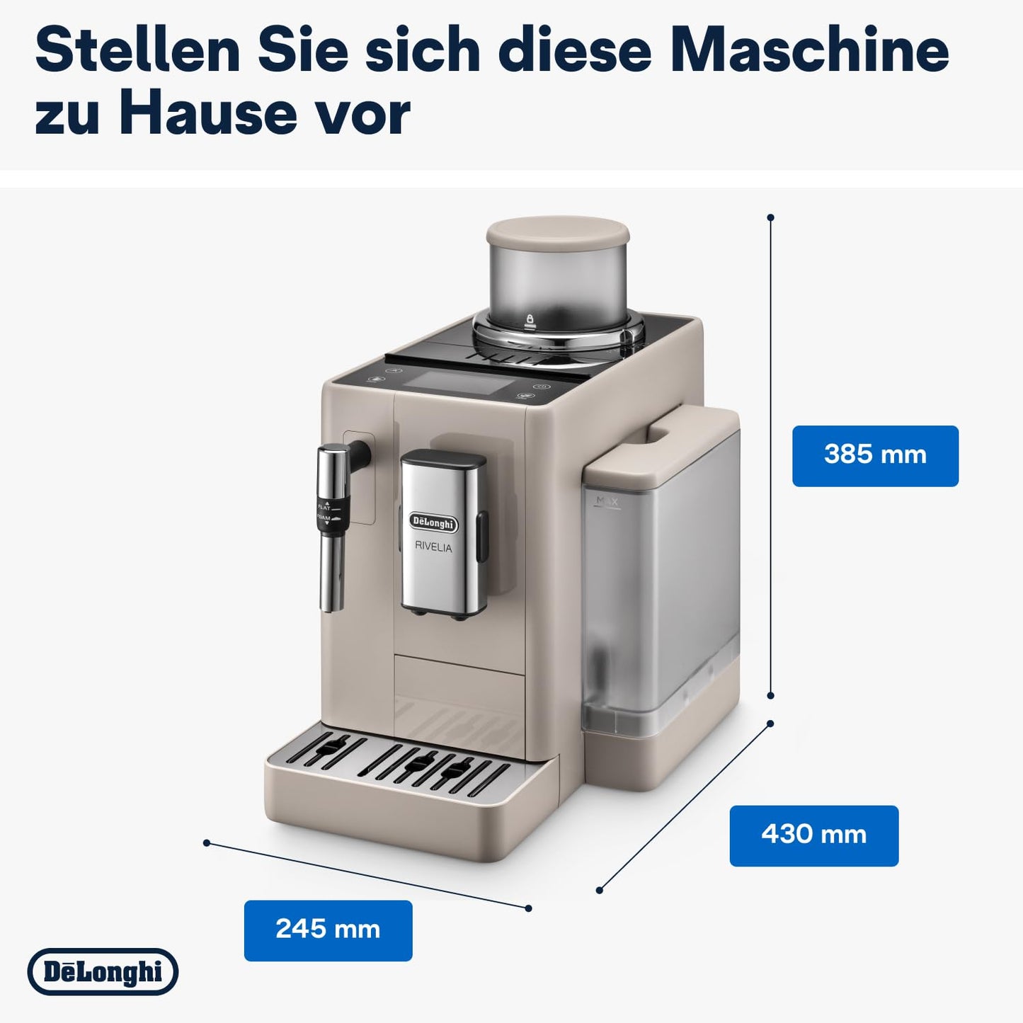 De'Longhi Rivelia EXAM440.55.W Kaffeevollautomat, LatteCrema Milchsystem, Wechselbarer Bohnenbehälter, 16 Getränke