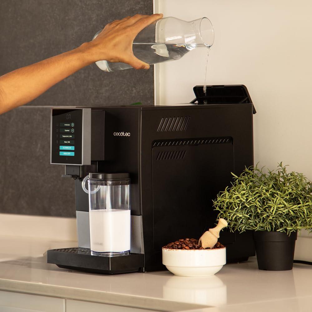 Cecotec Cremmaet Compactccino Kaffeevollautomat, 19 Bar, Thermoblock, Bohnenmahlwerk 150 g, 1,1 L Wassertank, 400 ml Milchbehälter, Black Rose