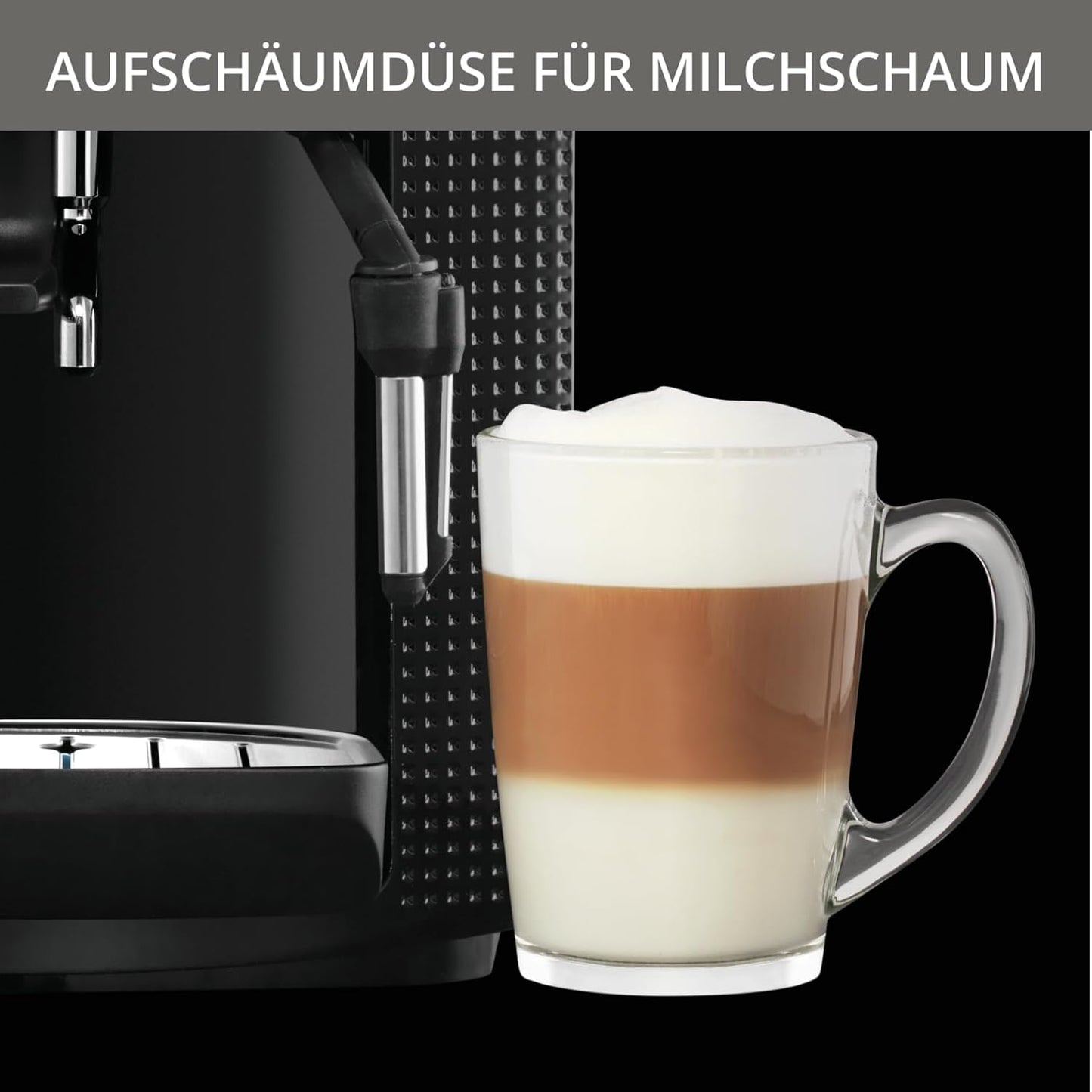 Krups Arabica Picto Kaffeevollautomat, Milchschaumdüse, 2-Tassen-Funktion, Drehregler, Einfache Reinigung, Kaffeemaschine, Schwarz, EA810870