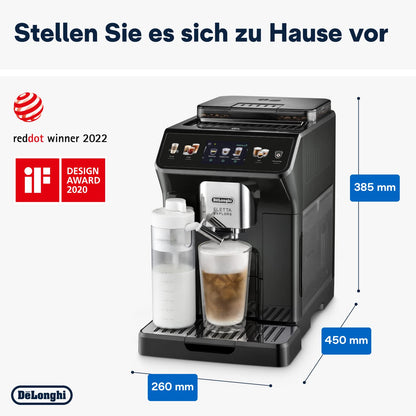 De'Longhi Eletta Explore ECAM452.67.G Kaffeevollautomat mit LatteCrema, Heiße & Kalte Getränke, 3,5" TFT Touchscreen, inkl. Kaffeekanne, Dunkelgrau