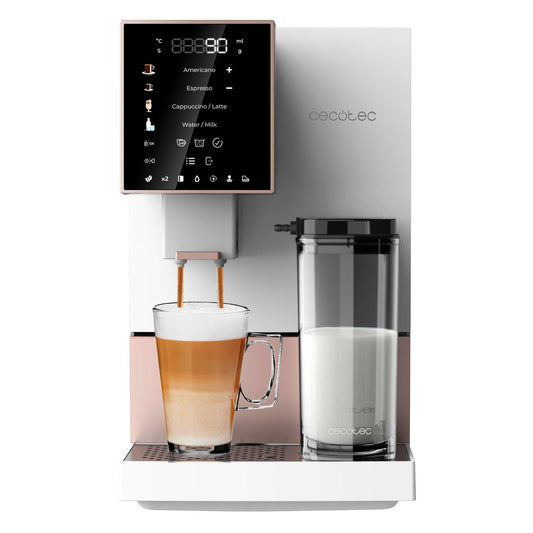 Cecotec Cremmaet Compactccino Kaffeevollautomat, 19 Bar, Thermoblock, Bohnenmahlwerk 150 g, 1,1 L Wassertank, 400 ml Milchbehälter, Black Rose