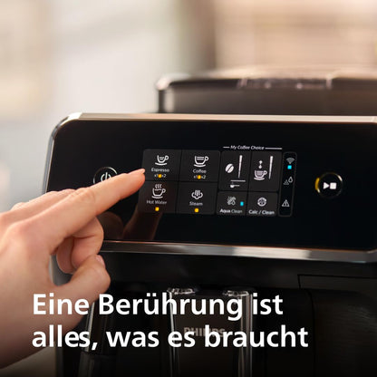 Philips Series 3300 EP3326/90 Kaffeevollautomat, 5 Getränke, Milchaufschäumer, Touchdisplay, Keramikmahlwerk, Schwarzchrom