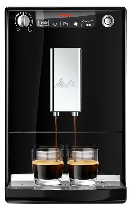 Melitta Solo Kaffeevollautomat, kompakt, höhenverstellbarer Auslauf, abnehmbarer Wassertank, Pure Black