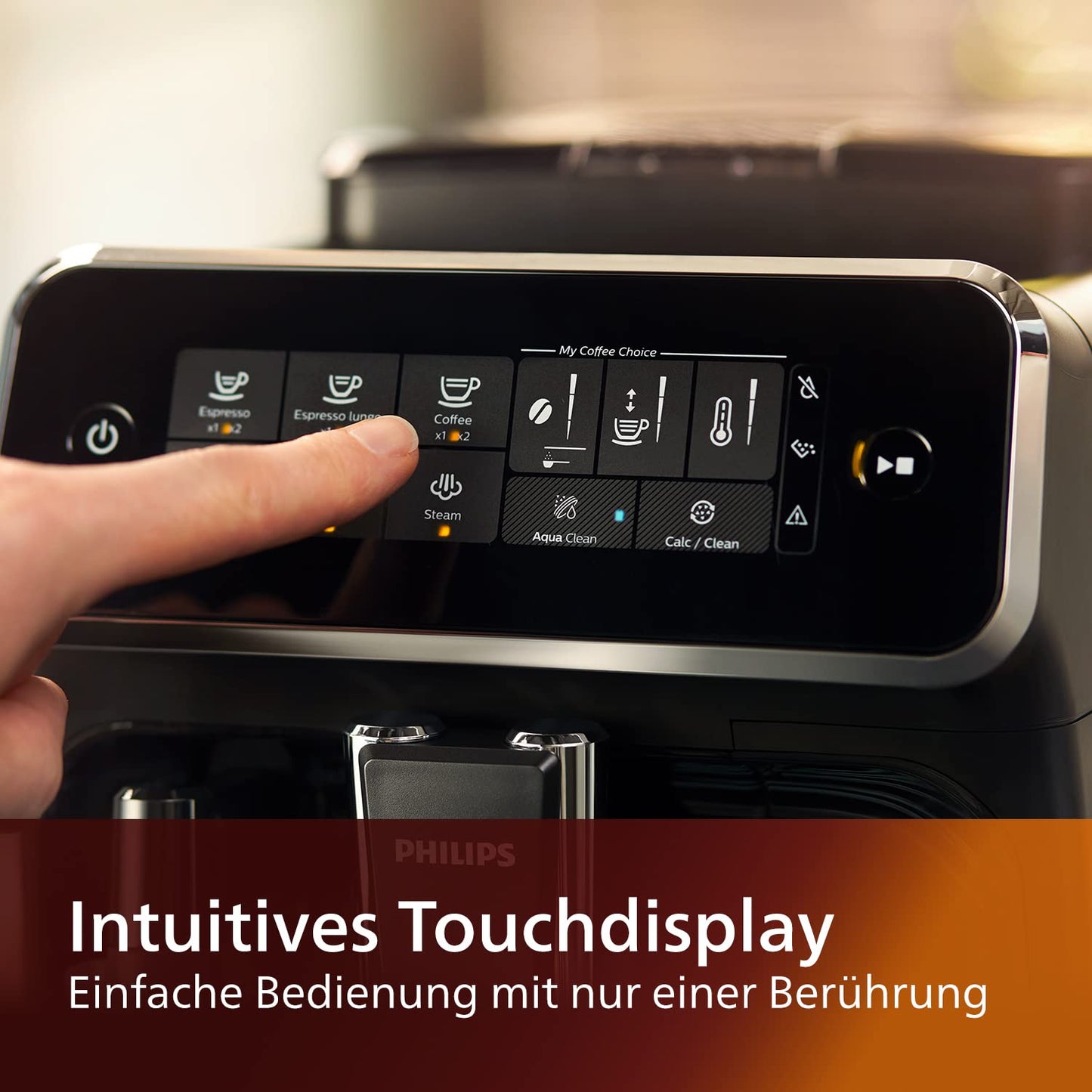 Philips Series 3200 EP3221/40 Kaffeevollautomat, Milchaufschäumer, 4 Spezialitäten, Touchdisplay, Schwarz