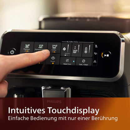 Philips Series 3200 EP3221/40 Kaffeevollautomat, Milchaufschäumer, 4 Spezialitäten, Touchdisplay, Schwarz