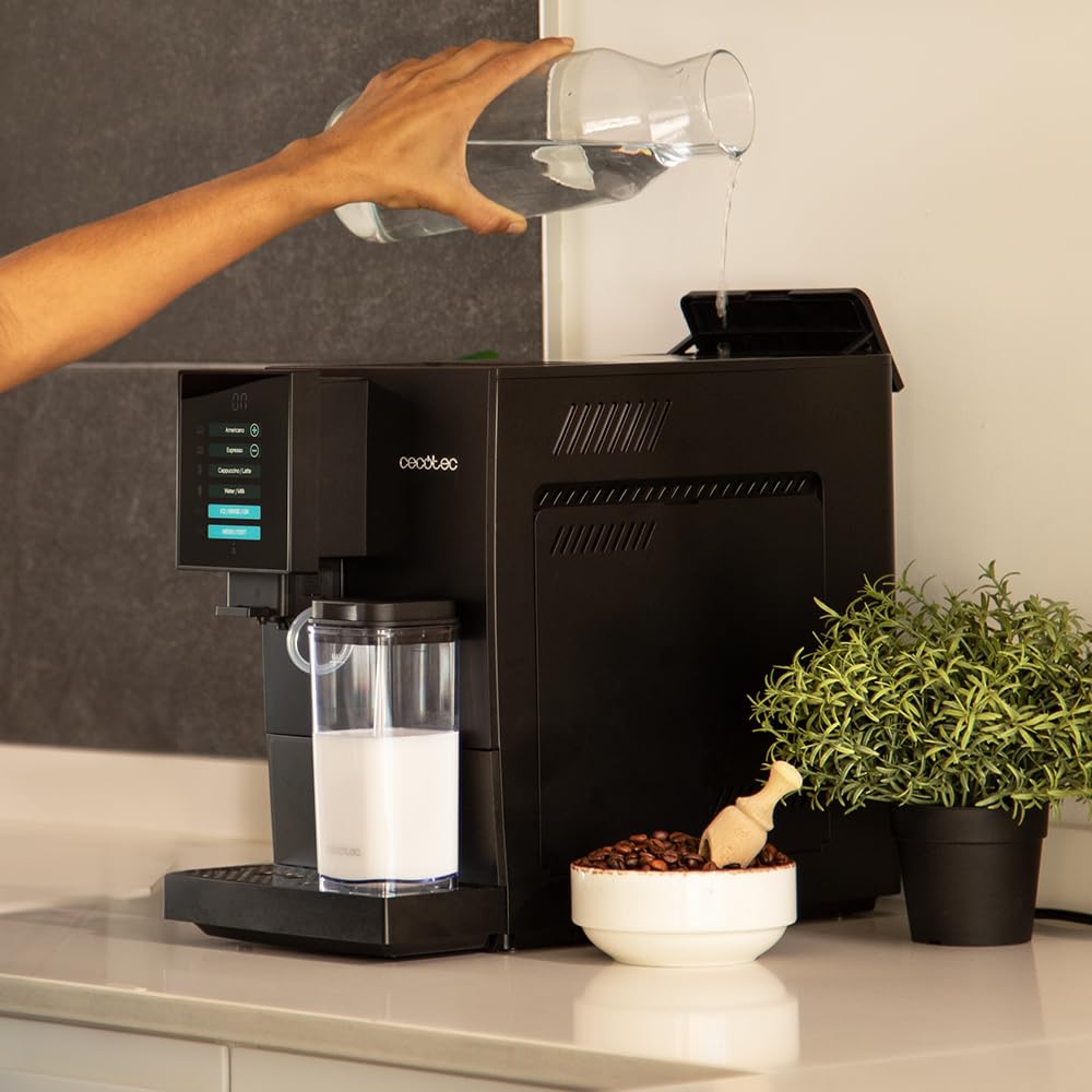 Cecotec Cremmaet Compactccino Kaffeevollautomat, 19 Bar, Thermoblock, Bohnenmahlwerk 150 g, 1,1 L Wassertank, 400 ml Milchbehälter, Black Rose