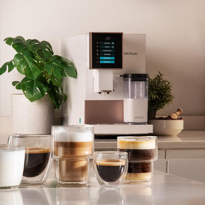 Cecotec Cremmaet Compactccino Kaffeevollautomat, 19 Bar, Thermoblock, Bohnenmahlwerk 150 g, 1,1 L Wassertank, 400 ml Milchbehälter, Black Rose