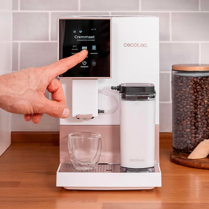 Cecotec Cremmaet Compactccino Kaffeevollautomat, 19 Bar, Thermoblock, Bohnenmahlwerk 150 g, 1,1 L Wassertank, 400 ml Milchbehälter, Black Rose