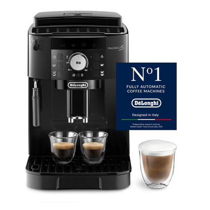 De'Longhi Magnifica S ECAM 22.110.B Kaffeevollautomat, Milchaufschäumer, Direktwahltasten, 2-Tassen-Funktion, 1,8 L Wassertank, Schwarz/Silber