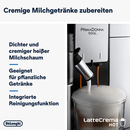 De'Longhi PrimaDonna Soul ECAM 612.55.SB – Vollautomatische Kaffeemaschine, LatteCrema-Milchsystem, Bean Adapt, 18 Rezepte