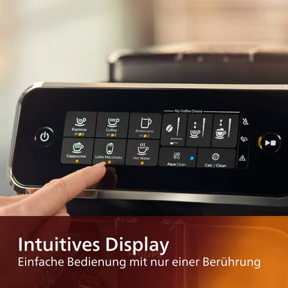 Philips Series 3200 EP3221/40 Kaffeevollautomat, Milchaufschäumer, 4 Spezialitäten, Touchdisplay, Schwarz