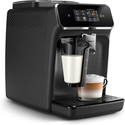 Philips Series 2300 EP2330/10 Kaffeevollautomat, 4 Getränke, LatteGo, Touchdisplay, Keramikmahlwerk, Schwarz