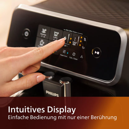 Philips Series 3200 Kaffeevollautomat – LatteGo Milchsystem, 5 Kaffeespezialitäten, Intuitives Touchdisplay, Silber (EP3246/70)