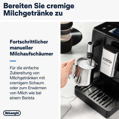 De'Longhi Rivelia EXAM440.55.W Kaffeevollautomat, LatteCrema Milchsystem, Wechselbarer Bohnenbehälter, 16 Getränke