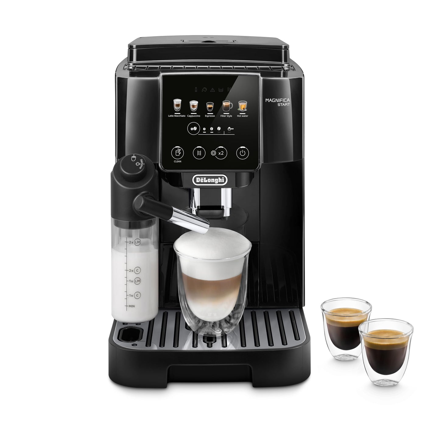 De'Longhi Magnifica S ECAM 22.110.B Kaffeevollautomat, Milchaufschäumer, Direktwahltasten, 2-Tassen-Funktion, 1,8 L Wassertank, Schwarz/Silber