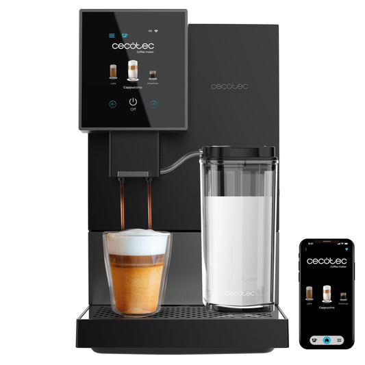 Cecotec Cremmaet Compactccino Kaffeevollautomat, 19 Bar, Thermoblock, Bohnenmahlwerk 150 g, 1,1 L Wassertank, 400 ml Milchbehälter, Black Rose