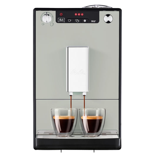 Melitta Solo Kaffeevollautomat, kompakt, höhenverstellbarer Auslauf, abnehmbarer Wassertank, Pure Black