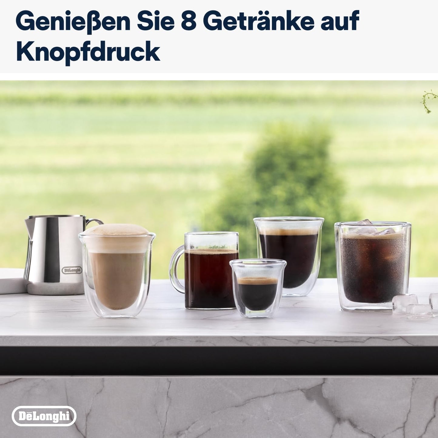De'Longhi Rivelia EXAM440.55.W Kaffeevollautomat, LatteCrema Milchsystem, Wechselbarer Bohnenbehälter, 16 Getränke