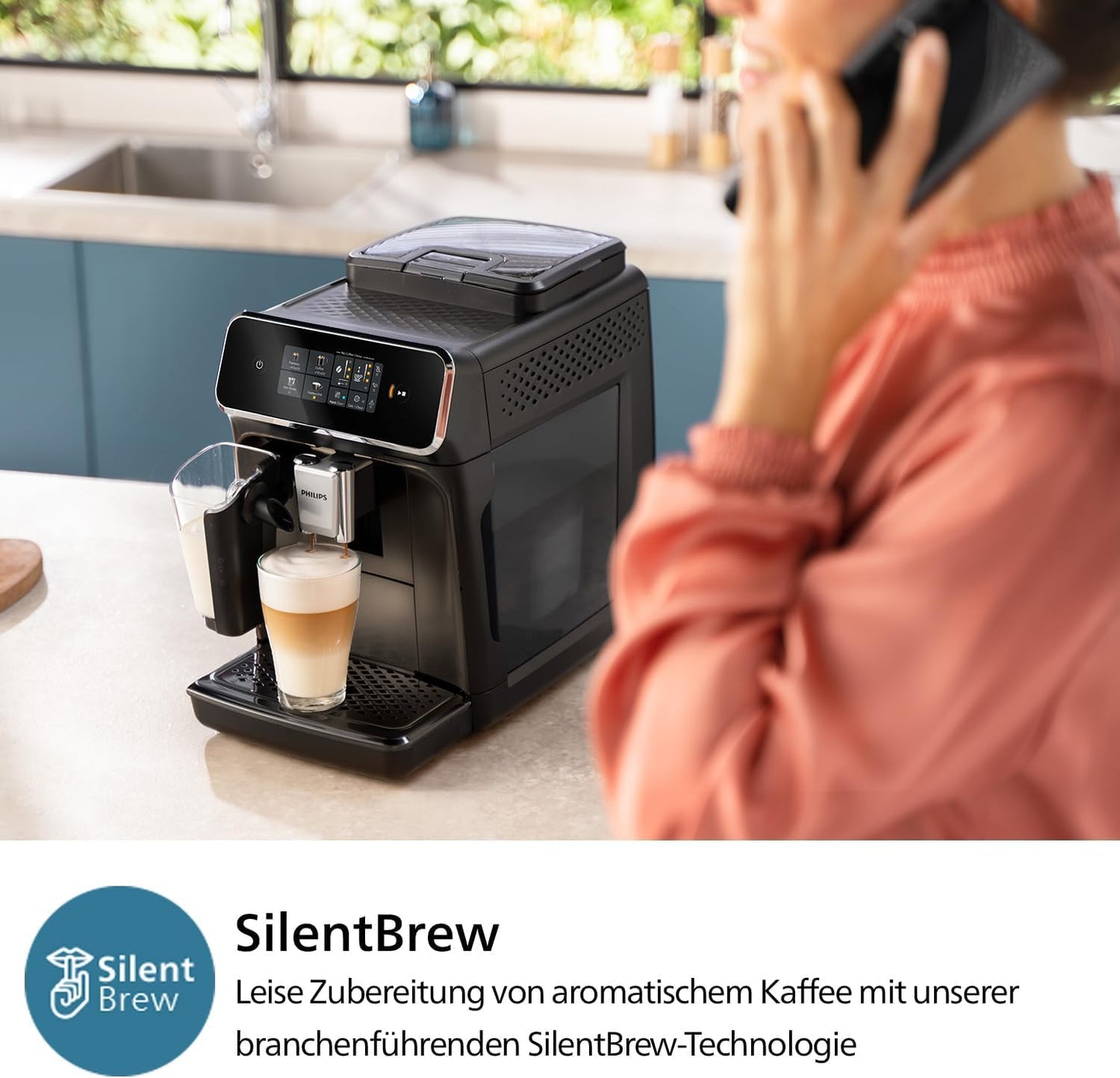 Philips Series 2300 EP2330/10 Kaffeevollautomat, 4 Getränke, LatteGo, Touchdisplay, Keramikmahlwerk, Schwarz