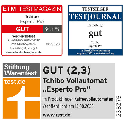 Tchibo Kaffeevollautomat Esperto Pro mit One Touch Funktion für Caffè Crema, Espresso und Milchspezialitäten, Anthrazit