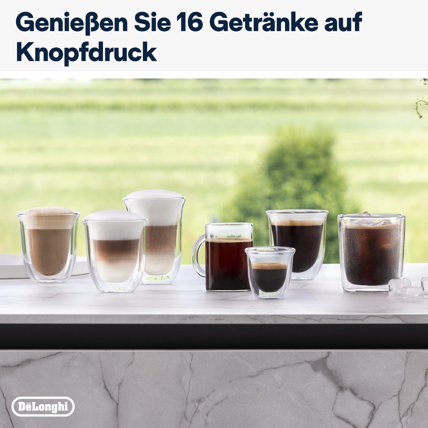 De'Longhi Rivelia EXAM440.55.W Kaffeevollautomat, LatteCrema Milchsystem, Wechselbarer Bohnenbehälter, 16 Getränke