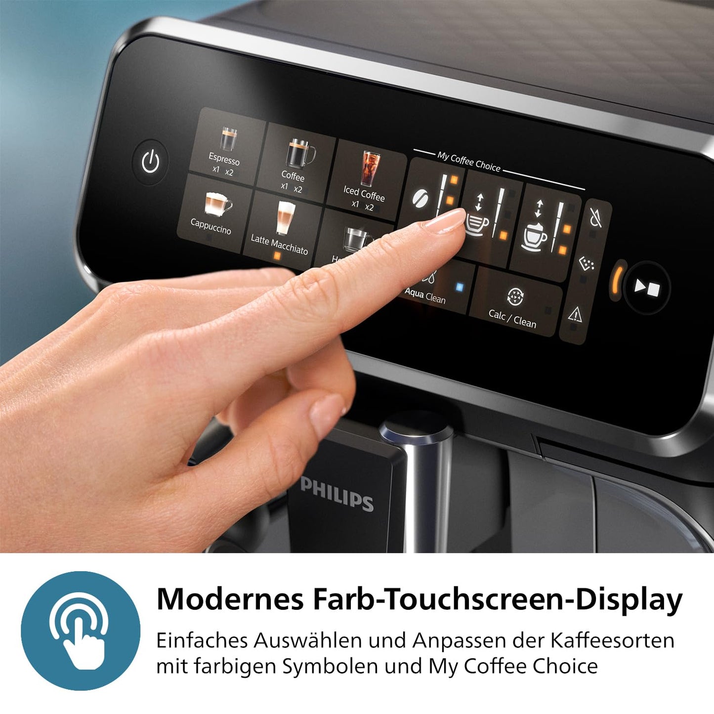 Philips Series 3300 EP3326/90 Kaffeevollautomat, 5 Getränke, Milchaufschäumer, Touchdisplay, Keramikmahlwerk, Schwarzchrom