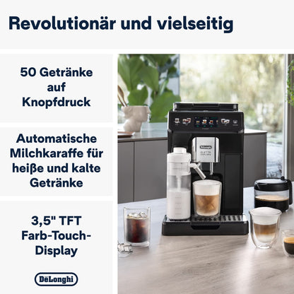 De'Longhi Eletta Explore ECAM452.67.G Kaffeevollautomat mit LatteCrema, Heiße & Kalte Getränke, 3,5" TFT Touchscreen, inkl. Kaffeekanne, Dunkelgrau