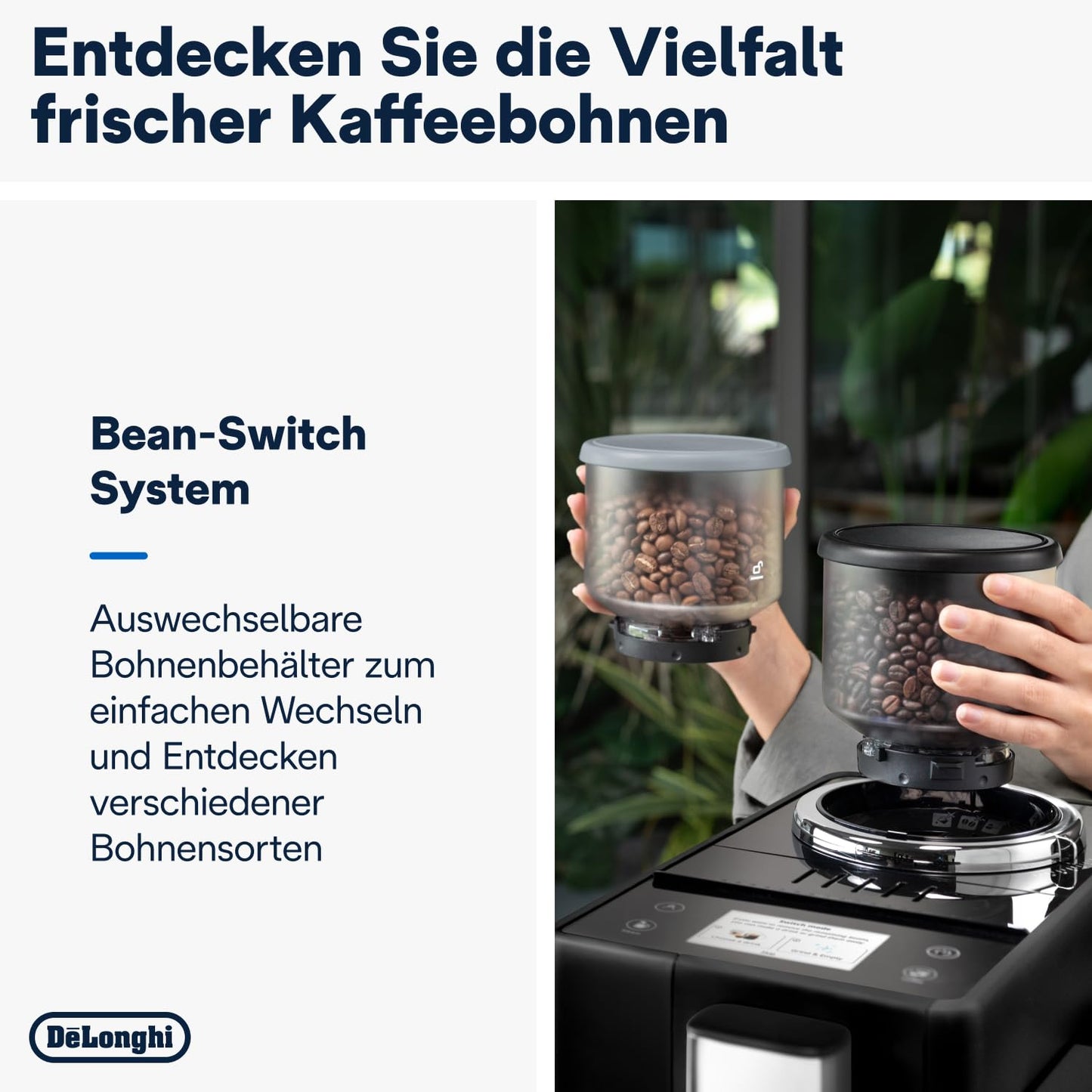 De'Longhi Rivelia EXAM440.55.W Kaffeevollautomat, LatteCrema Milchsystem, Wechselbarer Bohnenbehälter, 16 Getränke