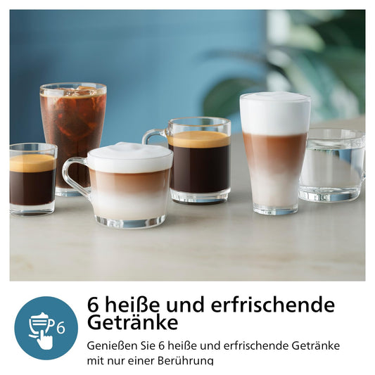 Philips Series 3300 EP3347/90 Kaffeevollautomat, 6 Getränke, LatteGo, Touchscreen, Keramikmahlwerk, Schwarzchrom