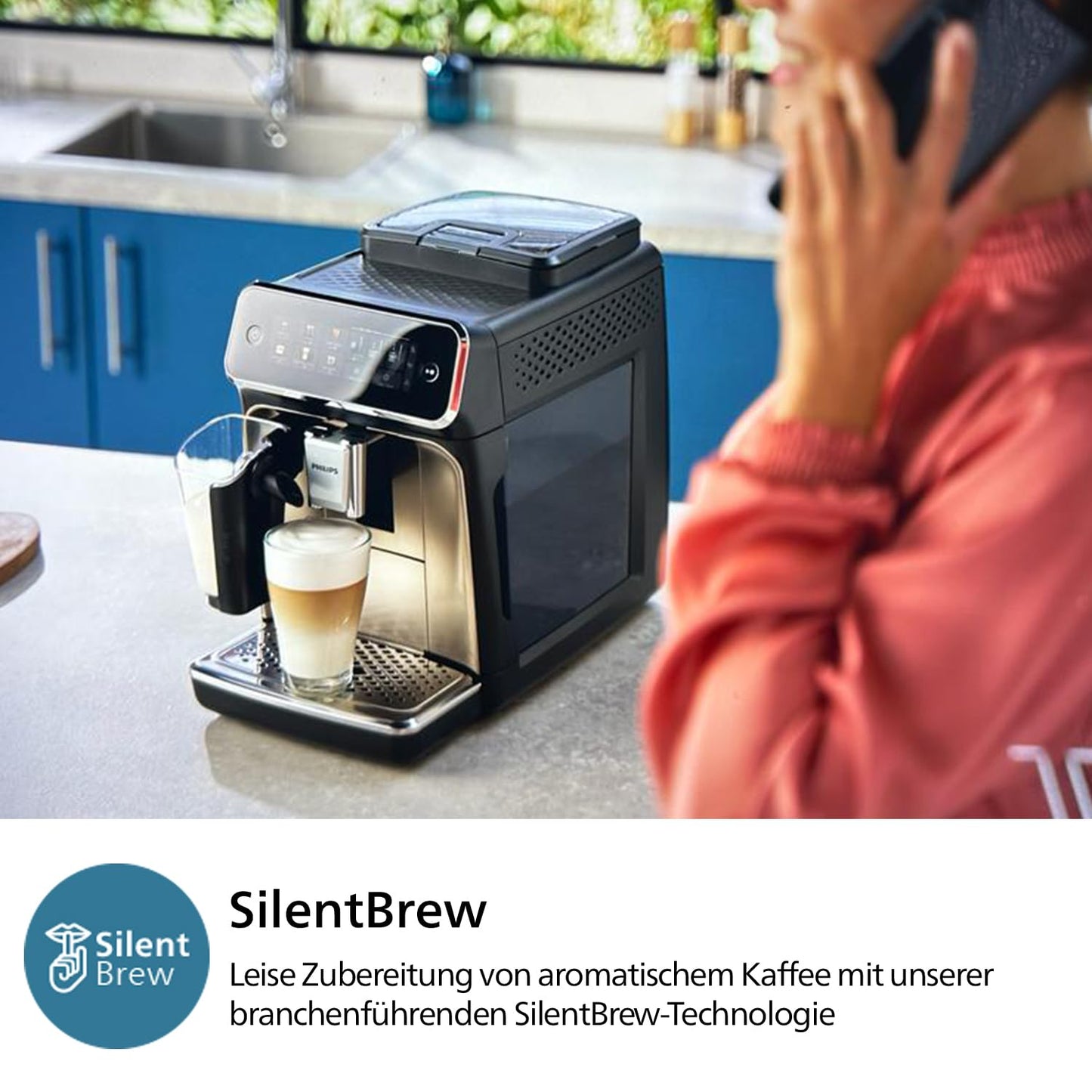 Philips Series 3300 EP3326/90 Kaffeevollautomat, 5 Getränke, Milchaufschäumer, Touchdisplay, Keramikmahlwerk, Schwarzchrom