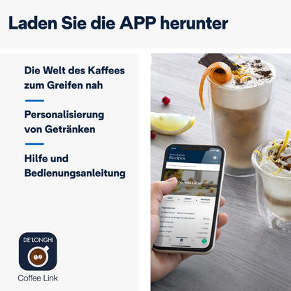 De'Longhi Eletta Explore ECAM452.67.G Kaffeevollautomat mit LatteCrema, Heiße & Kalte Getränke, 3,5" TFT Touchscreen, inkl. Kaffeekanne, Dunkelgrau