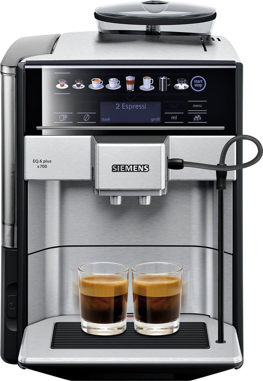 Siemens EQ6 Plus s700 TE657503DE Kaffeevollautomat, Edelstahl, Milchaufschäumer, Keramikmahlwerk, Doppeltassenfunktion, 1500 W