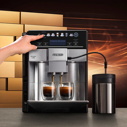 Siemens EQ6 Plus s700 TE657503DE Kaffeevollautomat, Edelstahl, Milchaufschäumer, Keramikmahlwerk, Doppeltassenfunktion, 1500 W