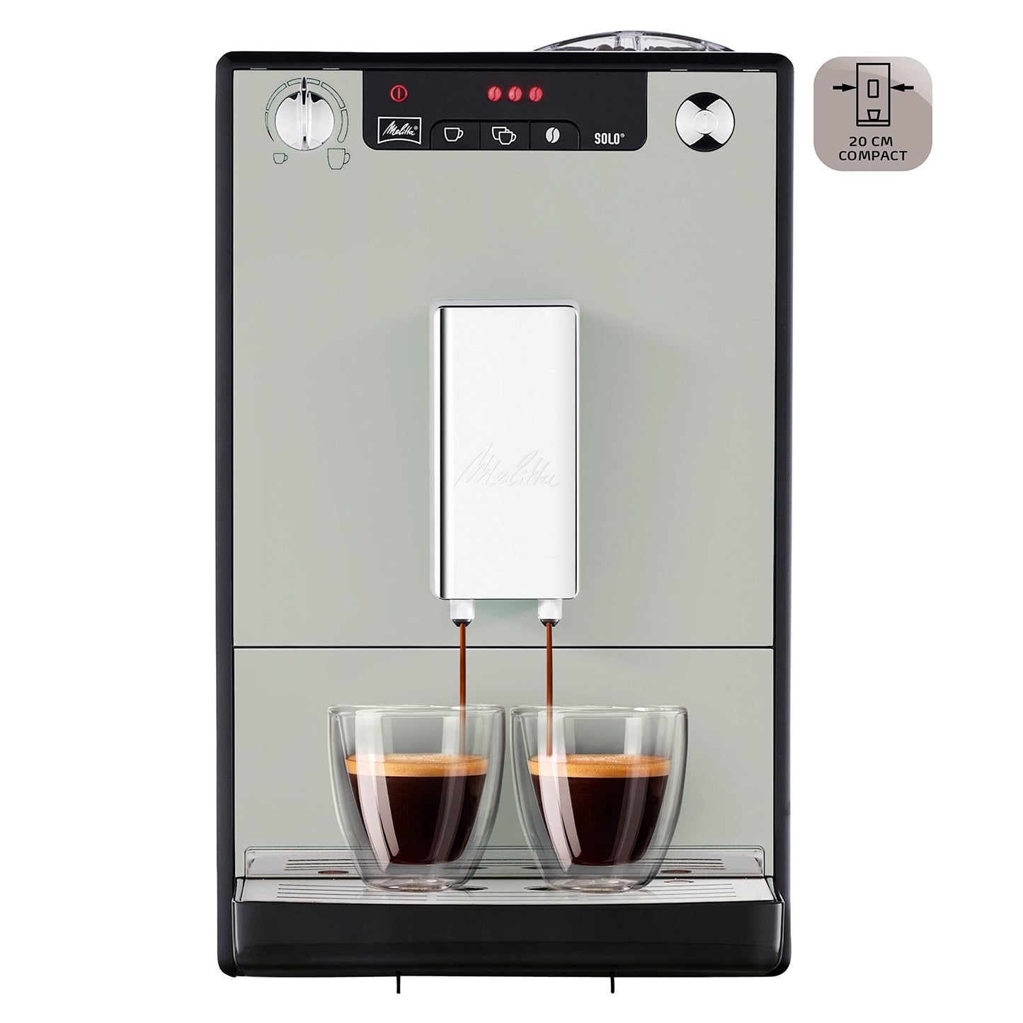 Melitta Solo Kaffeevollautomat, kompakt, höhenverstellbarer Auslauf, abnehmbarer Wassertank, Pure Black