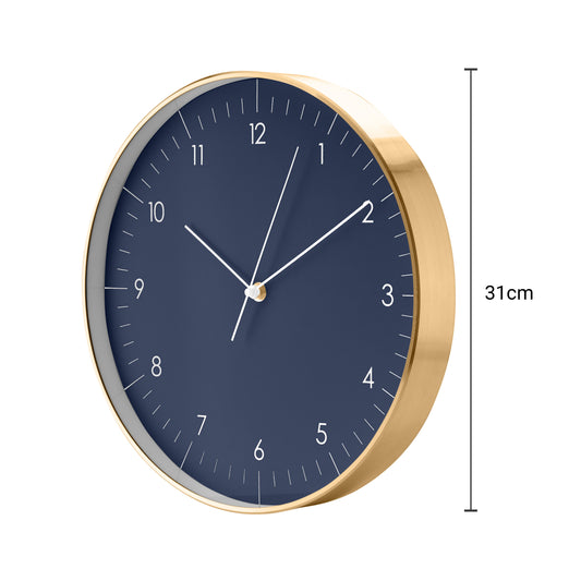 Große Wanduhr, Dunkelblau und Gold