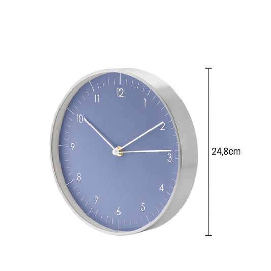 Wanduhr, Hellblau und Silber