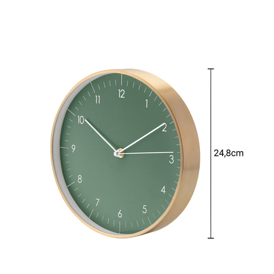 Wanduhr, Grün und Gold