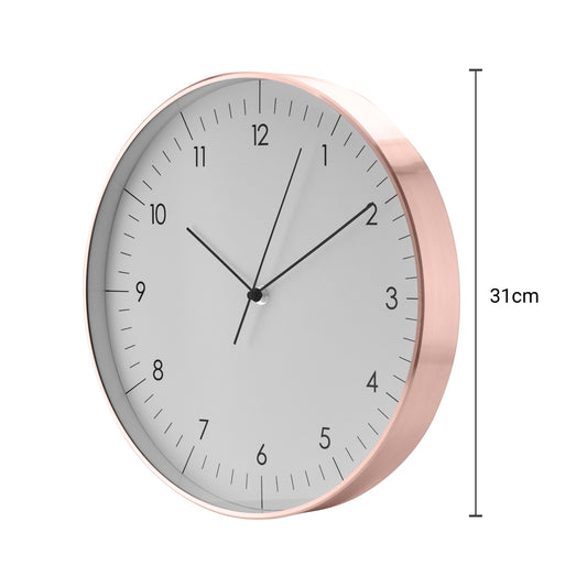 Große Wanduhr, Weiß und Rosegold
