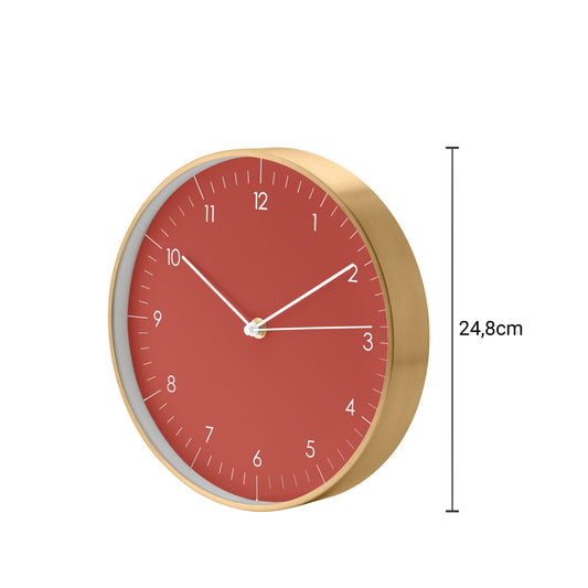 Wanduhr, Rot und Gold