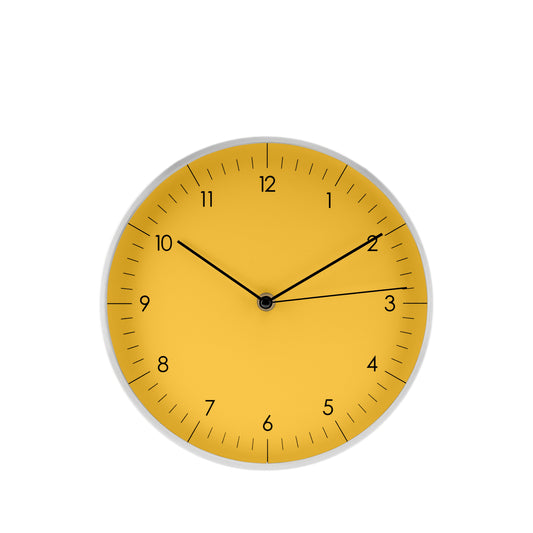 Wanduhr, Gelb und Silber
