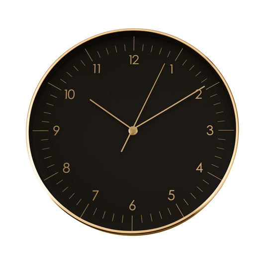 Große Wanduhr, Schwarz und Gold